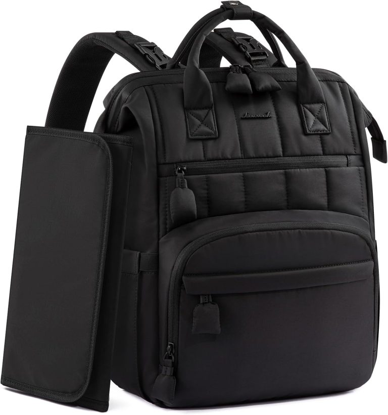 LOVEVOOK Sac à Dos à Langer pour Bébé, Sac à Couches Imperméable avec Tapis à Langer, Sac Maman Organiseur avec Fixations pour Poussette
