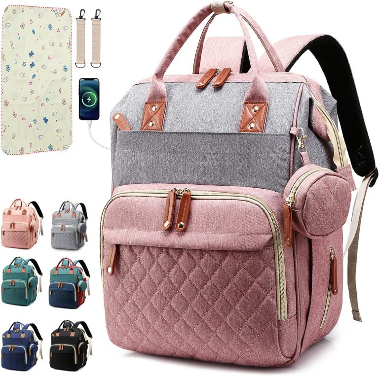 SHITIESHOU Sac à dos à langer pour bébé, avec coussinet, 16 poches, étui à tétine, grand sac à langer unisexe pour voyage