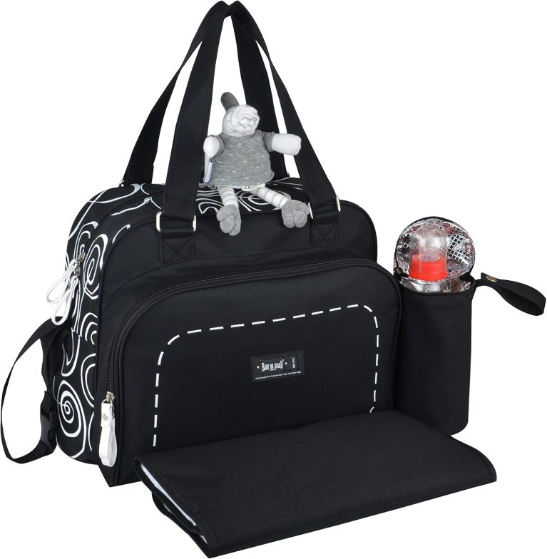 Baby on Board - Sac à Langer - Sac Bébé avec Matelas à Langer - Porte Biberon Isotherme - Attache Poussette - Bandoulière - Simply Swirl - Grande Capacité